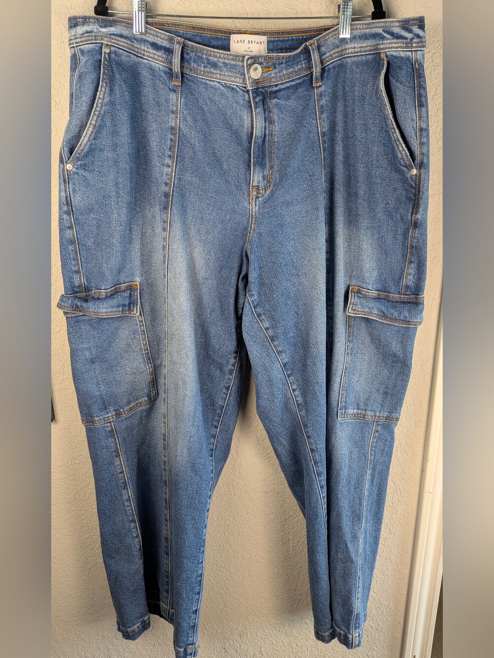 Lane Bryant Denim Wide Leg Cargo 20 Light Stretch Cotton Y2K Inspired Casual